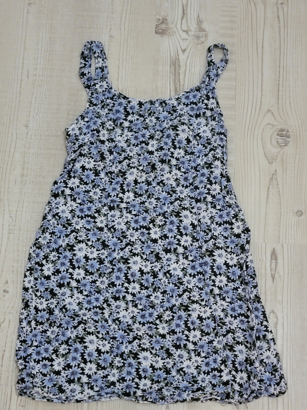American Eagle Outfitters Blue and Black Floral Mini Sundress 90s Cottagecore